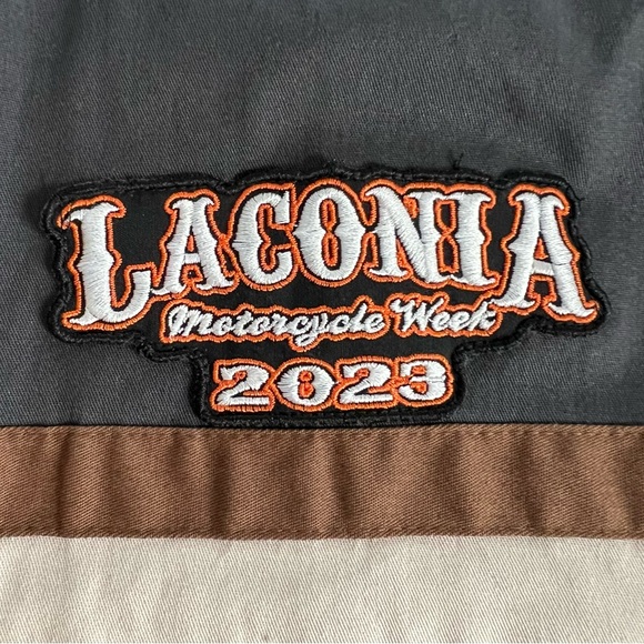 Laconia Motorcycle Week 100th Anniversary Short Sleeve Button-Up Collar Shirt - Picture 5 of 5
